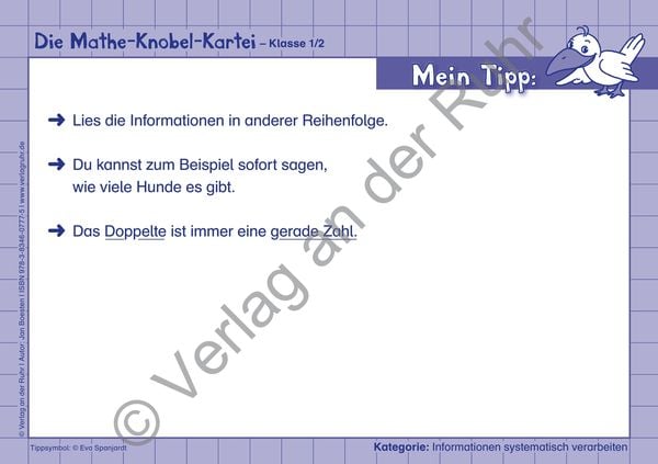 Produktbild: Die Mathe-Knobel-Kartei &ndash; Klasse 1/2