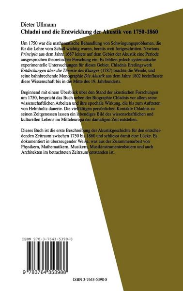 Produktbild: Chladni und die Entwicklung der Akustik von 1750&ndash;1860
