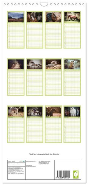 Produktbild: Familienplaner 2027 - Die Faszinierende Welt der Pferde mit 5 Spalten (Wandkalender, 21 x 45 cm) CALVENDO