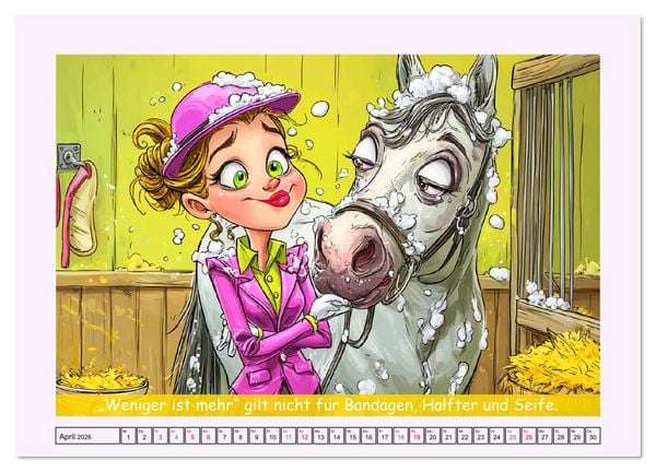 Produktbild: Frauen und Pferde. Lustige Cartoons und witzige Spr&uuml;che (Wandkalender 2026 DIN A3 quer), CALVENDO Monatskalender
