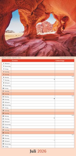 Produktbild: Emotions 2026 - Streifenplaner 22 x45 cm - mit einer Spalte für Eintragungen und einer für Geburtstage - Familienkalender - Familienplaner - Achtsamke