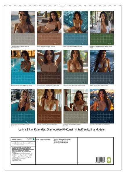 Produktbild: Latina Bikini Kalender: Glamour&ouml;se KI-Kunst mit hei&szlig;en Latina Models (Wandkalender 2027 DIN A2 hoch), CALVENDO Monatskalender