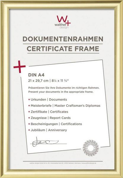 walther+ design KP130G Bilder Wechselrahmen Papierformat: DIN A4 Gold