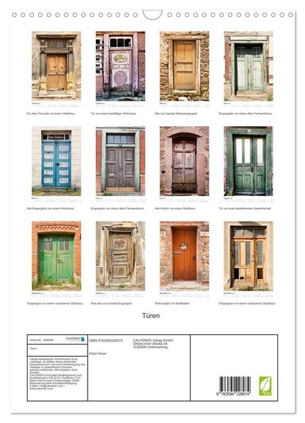 Produktbild: T&uuml;ren (Wandkalender 2027 DIN A3 hoch), CALVENDO Monatskalender