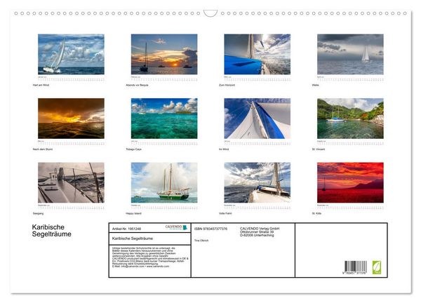 Produktbild: Karibische Segeltr&auml;ume (Wandkalender 2026 DIN A2 quer), CALVENDO Monatskalender
