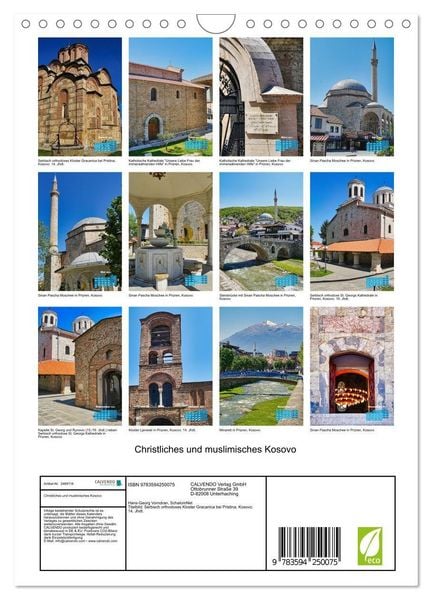 Produktbild: Christliches und muslimisches Kosovo (Wandkalender 2027 DIN A4 hoch), CALVENDO Monatskalender