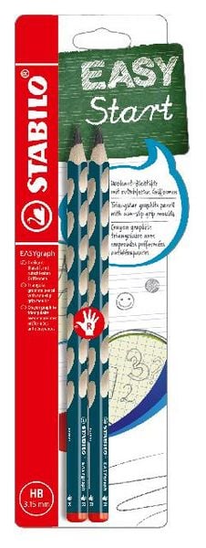 Produktbild: STABILO Ergonomischer Dreikant-Bleistift f&uuml;r Rechtsh&auml;nder -   EASYgraph in petrol - 2er Pack - H&auml;rtegrad HB