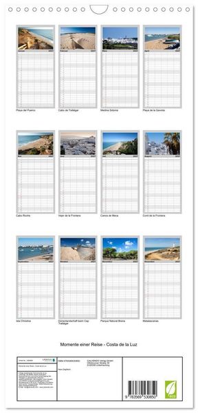 Produktbild: Familienplaner 2027 - Momente einer Reise - Costa de la Luz mit 5 Spalten (Wandkalender, 21 x 45 cm) CALVENDO