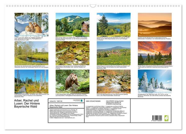 Produktbild: Arber, Rachel und Lusen: Der Hintere Bayerische Wald (Wandkalender 2026 DIN A2 quer), CALVENDO Monatskalender