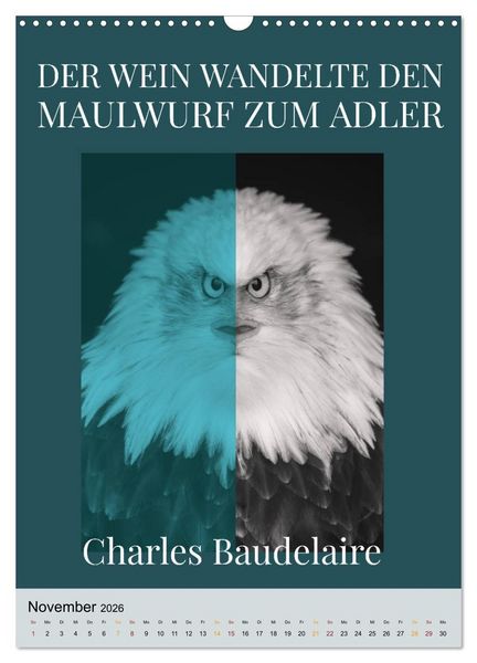 Produktbild: Dichter als Goethe - Der literarische Alkohol-Kalender (Wandkalender 2026 DIN A3 hoch), CALVENDO Monatskalender