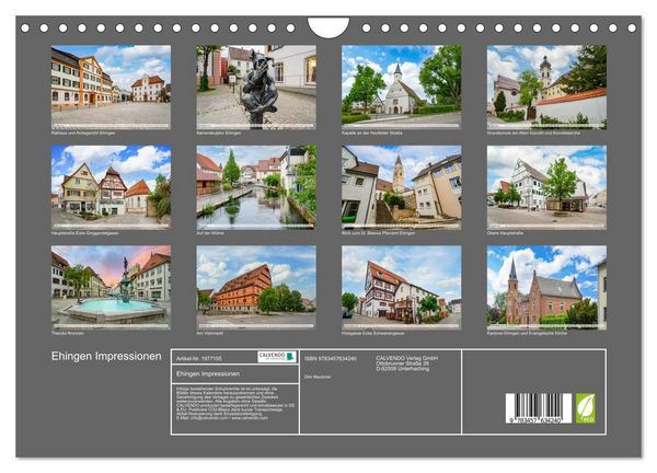 Produktbild: Ehingen Impressionen (Wandkalender 2026 DIN A4 quer), CALVENDO Monatskalender