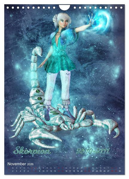 Produktbild: M&auml;dchen im Manga Style (Sternzeichen) (Wandkalender 2026 DIN A4 hoch), CALVENDO Monatskalender