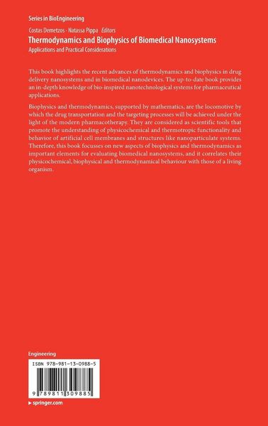 Produktbild: Thermodynamics and Biophysics of Biomedical Nanosystems