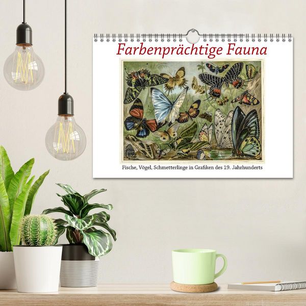 Produktbild: Farbenpr&auml;chtige Fauna. Fische, V&ouml;gel, Schmetterlinge in Grafiken des 19 Jahrhunderts (Wandkalender 2026 DIN A4 quer), CALVENDO Monatskalender