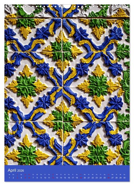 Produktbild: Portugiesischer Fliesen - Azulejos f&uuml;r Fliesenleger, Kunst- und Portugal-Liebhaber (Wandkalender 2026 DIN A3 hoch), CALVENDO Monatskalender