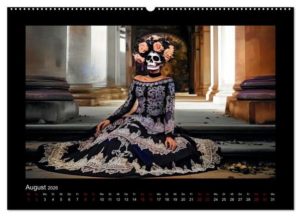Produktbild: Festliche Dia de Muertos Portr&auml;ts (hochwertiger Premium Wandkalender 2026 DIN A2 quer), Kunstdruck in Hochglanz
