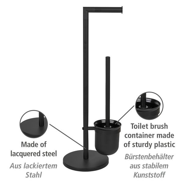 Produktbild: Stand WC-Garnitur Mod. Parus Schwarz, aus lackiertem Stahl