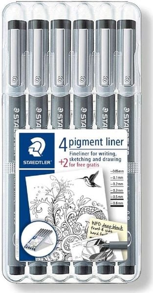 STAEDTLER Finliner pigment liner schwarz 6er Set