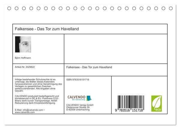 Produktbild: Falkensee - Das Tor zum Havelland (Tischkalender 2026 DIN A5 quer), CALVENDO Monatskalender