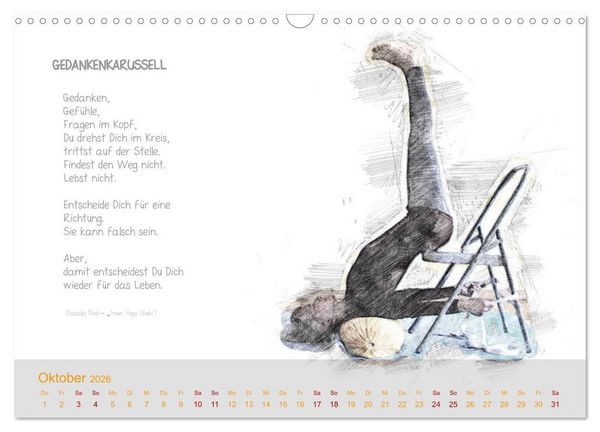 Produktbild: YOGA Inspirationen mit Texten zum Nachdenken (Wandkalender 2026 DIN A3 quer), CALVENDO Monatskalender