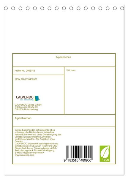 Produktbild: Alpenblumen (Tischkalender 2026 DIN A5 hoch), CALVENDO Monatskalender