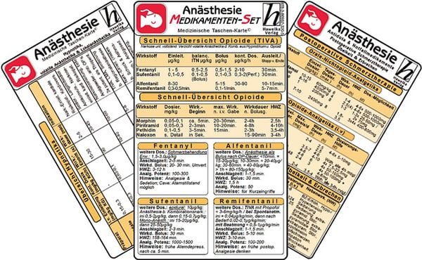Produktbild: An&auml;sthesie Medikamenten-Set ( 3er-Set ) - Medizinische Taschen-Karte