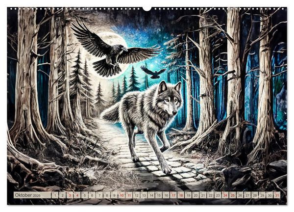 Produktbild: Die Eleganz der W&ouml;lfe - Mythische Begegnungen in der Natur (Wandkalender 2026 DIN A2 quer), CALVENDO Monatskalender