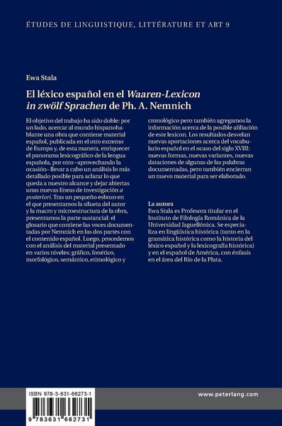 Produktbild: El l&eacute;xico espa&ntilde;ol en el &laquo;Waaren-Lexicon in zw&ouml;lf Sprachen&raquo; de Ph. A. Nemnich