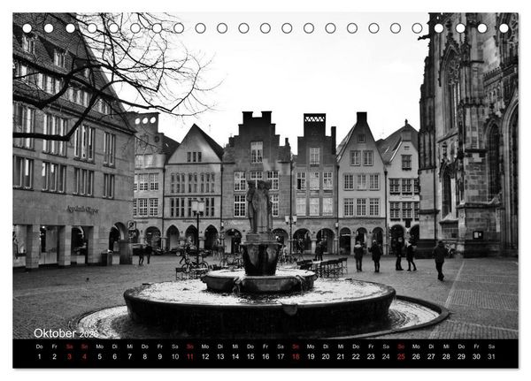 Produktbild: M&uuml;nster in schwarz-wei&szlig; gesehen (Tischkalender 2026 DIN A5 quer), CALVENDO Monatskalender