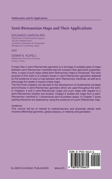 Produktbild: Semi-Riemannian Maps and Their Applications