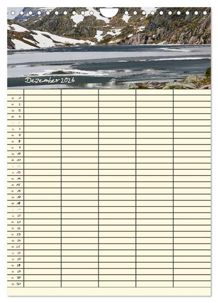 Produktbild: Familienplaner Norwegen (Wandkalender 2026 DIN A4 hoch), CALVENDO Monatskalender