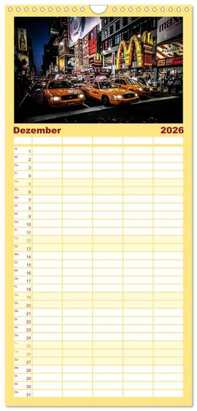 Produktbild: Familienplaner 2026 - New York feeling mit 5 Spalten (Wandkalender, 21 x 45 cm) CALVENDO