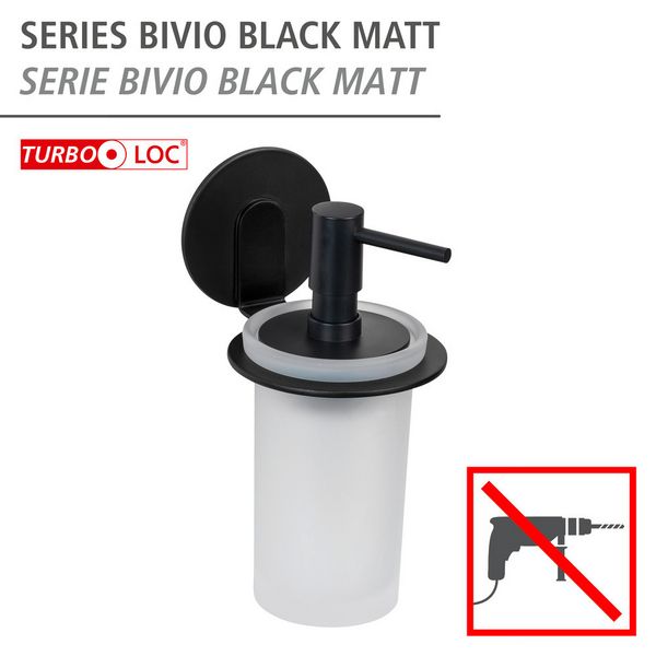 Produktbild: Turbo-Loc&reg; Seifenspender Mod. Bivio Black matt, aus satiniertem Glas