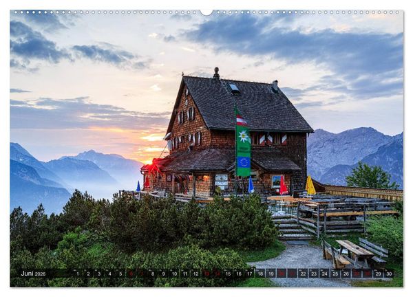 Produktbild: H&uuml;ttenzauber: Bergh&uuml;tten in den Alpen (hochwertiger Premium Wandkalender 2026 DIN A2 quer), Kunstdruck in Hochglanz