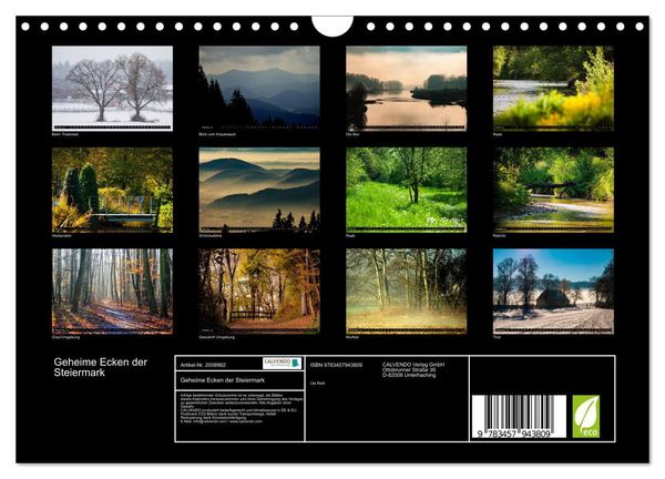 Produktbild: Geheime Ecken der Steiermark (Wandkalender 2026 DIN A4 quer), CALVENDO Monatskalender