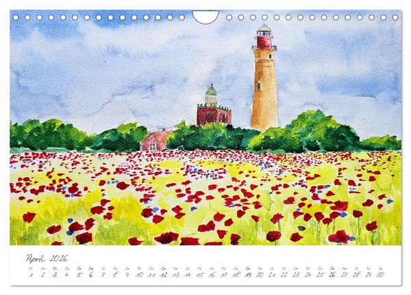 Produktbild: R&uuml;gen in Farbe - Mit Pinsel und Farbe auf der Lieblingsinsel (Wandkalender 2026 DIN A4 quer), CALVENDO Monatskalender