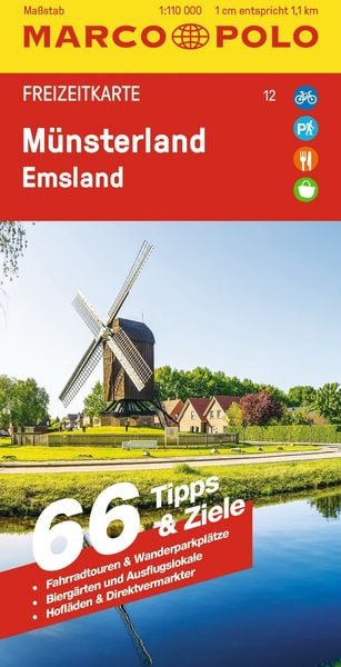 Produktbild: MARCO POLO Freizeitkarte 12 M&uuml;nsterland, Emsland 1:110.000