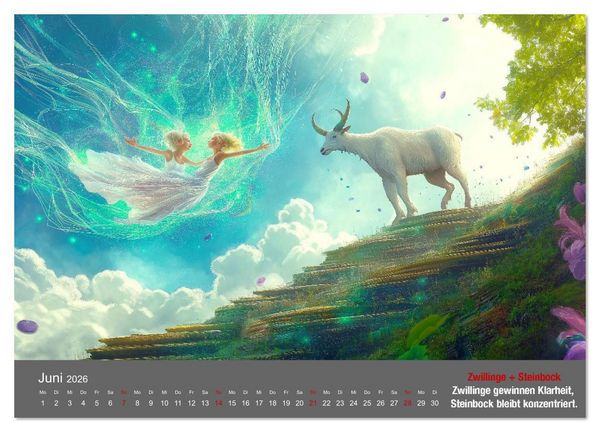 Produktbild: Sternzeichen im Einklang - Aszendent im Jahreshoroskop (Wandkalender 2026 DIN A3 quer), CALVENDO Monatskalender