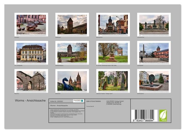 Produktbild: Worms - Ansichtssache (Wandkalender 2026 DIN A4 quer), CALVENDO Monatskalender
