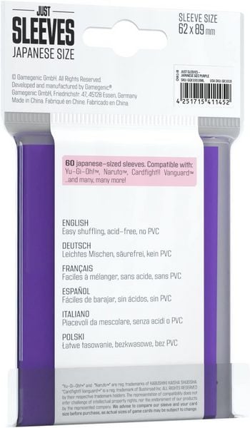 Produktbild: Just Sleeves - Japanese Size Purple (Einzelpack) Sprachunabh&auml;ngig