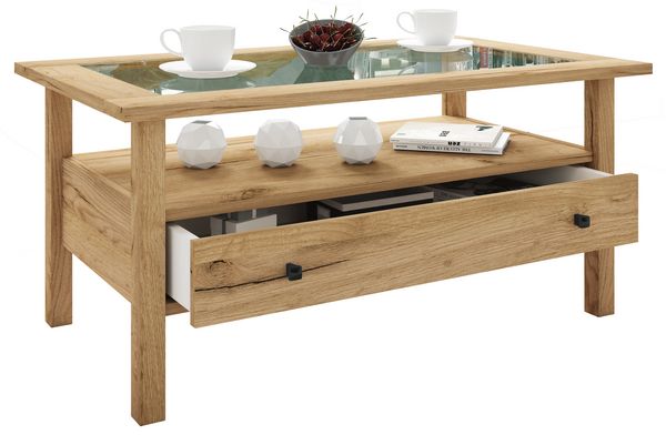 Produktbild: Holz Sofatisch Couchtisch Schublade Lingis L