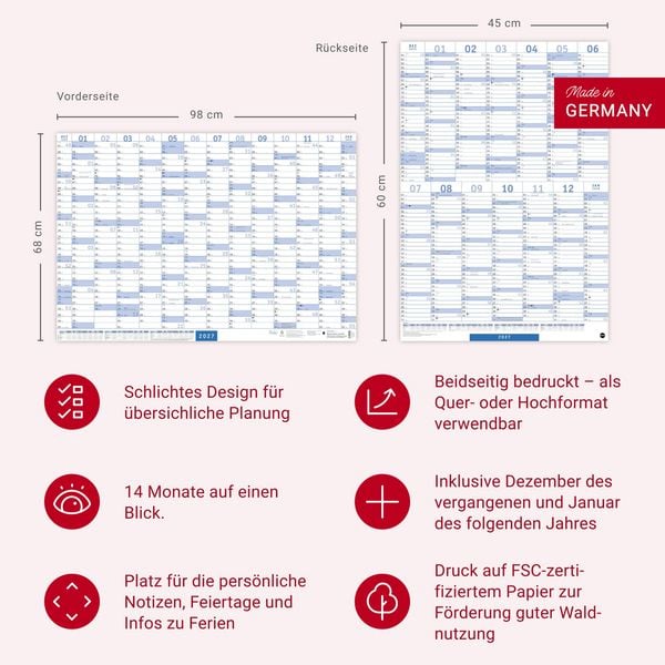 Produktbild: Mega-Posterplaner, blau 2027