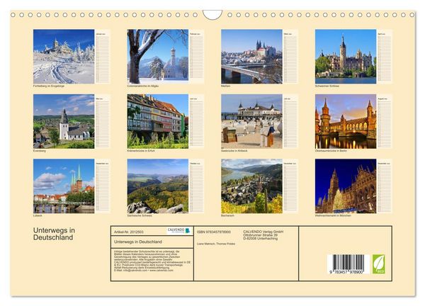 Produktbild: Unterwegs in Deutschland (Wandkalender 2026 DIN A3 quer), CALVENDO Monatskalender