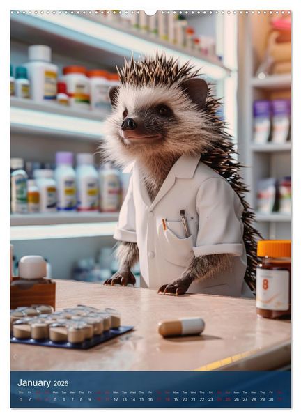 Produktbild: Funny animals in a pharmacist outfit (High Quality Premium Wall Calendar 2026 DIN A2 portrait),CALVENDO 12 Month Wall Calendar