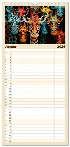 Produktbild: Familienplaner 2026 - Gruppentreffen mit 5 Spalten (Wandkalender, 21 x 45 cm) CALVENDO
