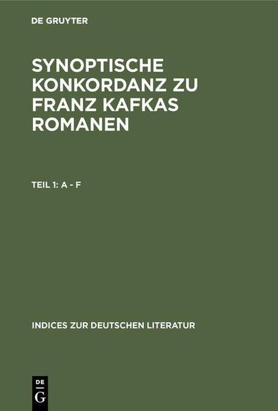 Produktbild: Synoptische Konkordanz zu Franz Kafkas Romanen