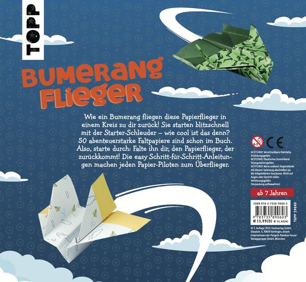 Produktbild: Bumerang-Papierflieger mit Schleuder