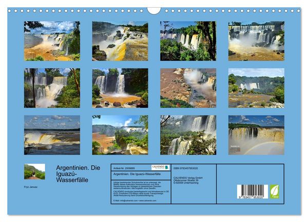 Produktbild: Argentinien. Die Iguaz&uacute;-Wasserf&auml;lle (Wandkalender 2026 DIN A3 quer), CALVENDO Monatskalender