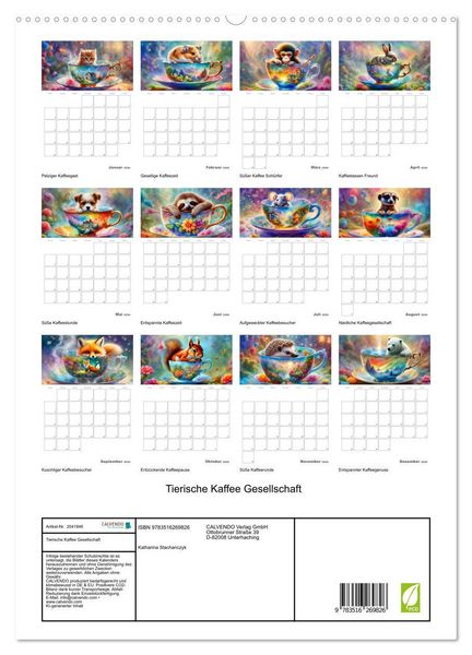 Produktbild: Tierische Kaffee Gesellschaft (hochwertiger Premium Wandkalender 2026 DIN A2 hoch), Kunstdruck in Hochglanz