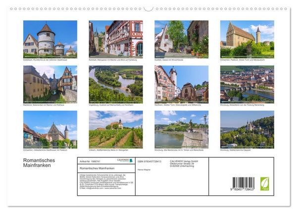 Produktbild: Romantisches Mainfranken (hochwertiger Premium Wandkalender 2026 DIN A2 quer), Kunstdruck in Hochglanz